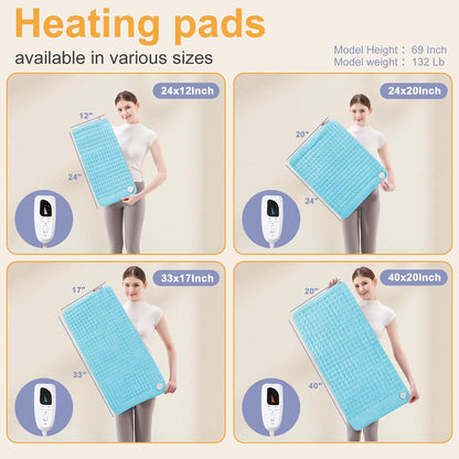 Heating Pad,Heated Blanket,Heating Pad for Back Neck,Grey,24x12 Inch | Electric Heating Pad,Dry/Moist Heat Heating Pads,Heating Pads for Shoulder,Abdomen,Heat Pad for Women Men,Birthday Gift