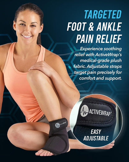 ActiveWrap Foot and Ankle Ice Pack Wrap & Heat Wrap, Large/X-Large – Includes 2 Ultra Flex Gel Ice Packs for Injuries Reusable – Hot & Cold Therapy for Targeted Foot Pain Relief, Sprained Ankle & Heel