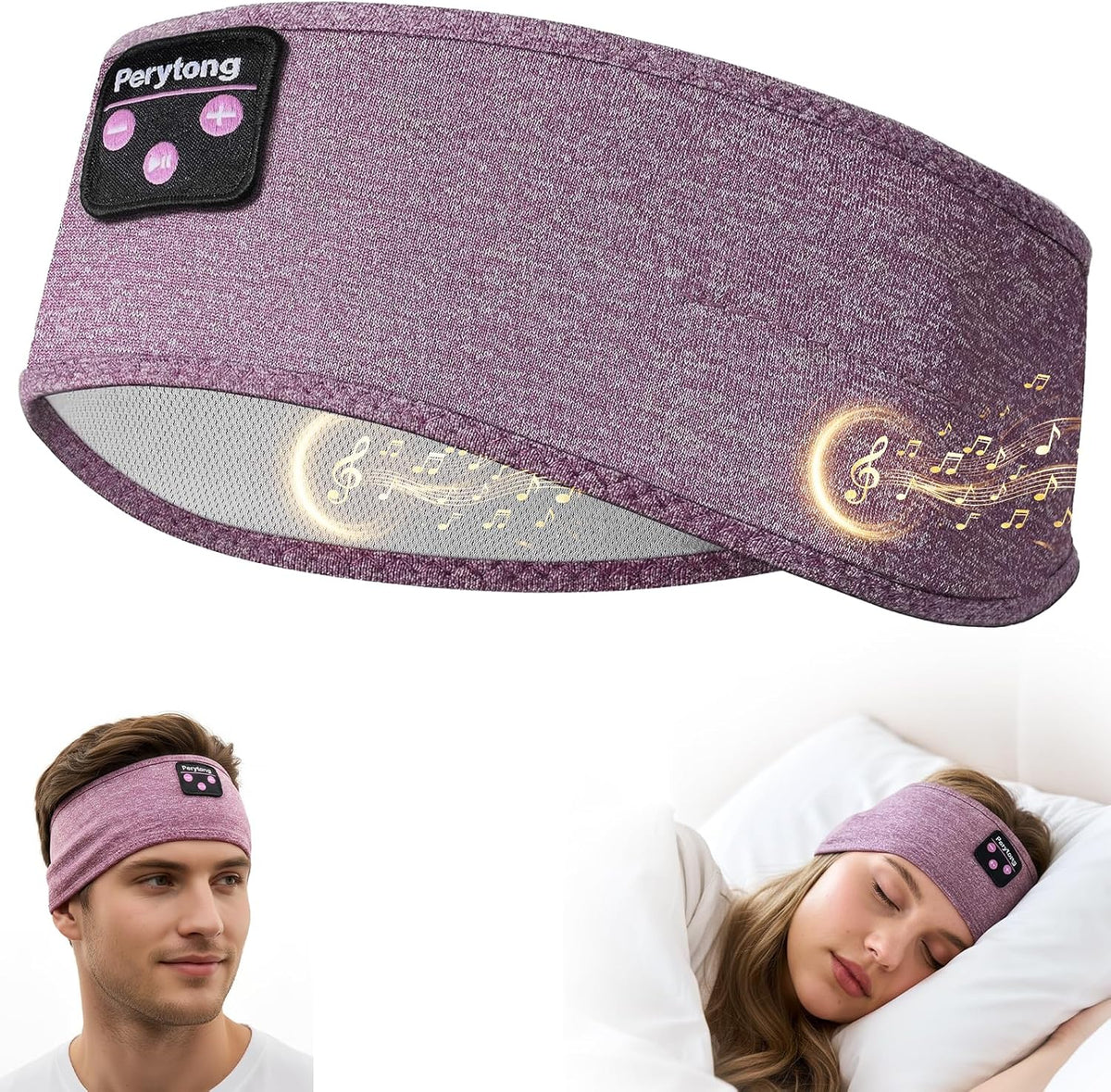 Perytong Sleep Headphones Wireless, Bluetooth Sports Headband Headphones with Ultra-Thin HD Stereo Speakers Perfect for Sleeping,Workout,Jogging,Yoga,Insomnia, Air Travel, Meditation (Grey)