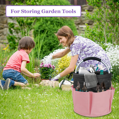 17L Cleaning Caddy with Handle and 6 Pockets, Foldable Cleaning Supply Caddy, Portable Shower Caddy in 600D Oxford Fabric, Multifunctional Storage Basket for Camping, Gardening, Black