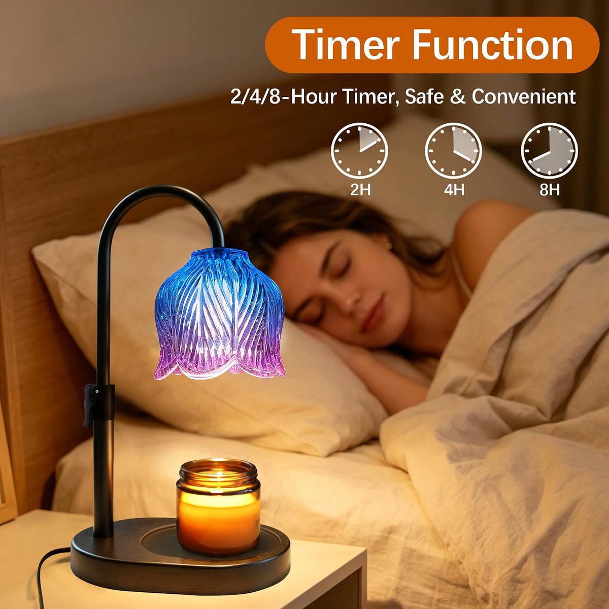Candle Warmer Lamp with Timer and Dimmer, Adjustable Height Design