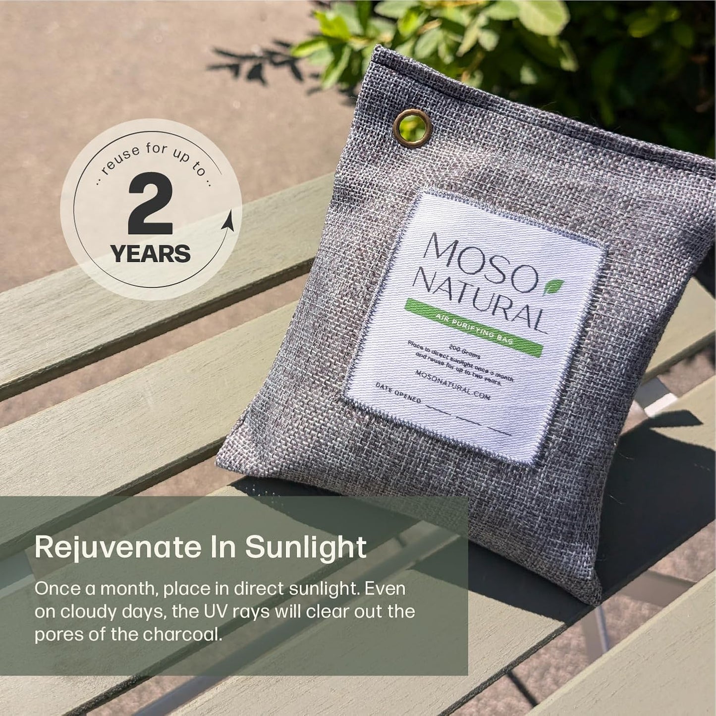 Moso Natural Air Purifying Bag 200g, Charcoal Odor Absorber, Car Odor Eliminator & Closet Deodorizer for Home & Pet, Lasts 2 Years, Unscented Bamboo Charcoal Bags, HGTV Editors' Pick