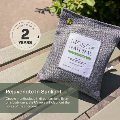 Moso Natural Air Purifying Bag 200g, Charcoal Odor Absorber, Car Odor Eliminator & Closet Deodorizer for Home & Pet, Lasts 2 Years, Unscented Bamboo Charcoal Bags, HGTV Editors' Pick