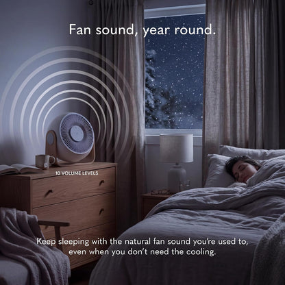 SNOOZ Breez 2 Smart Cooling Fan for Bedroom & White Noise Machine, Powerful | 2-in-1 Fan + White Noise Machine, 380 CFM, 10 Fan Speeds, 10 Sound Levels, App Remote, Timer, Scheduler, Auto Temp, Wood Base