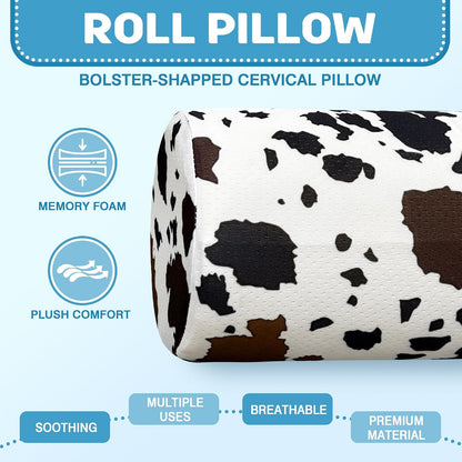 Neck Roll Pillow for Sleeping,Ergonomic Cylinder Tube Pillows for Cervical Spine and Neck Support,Versatile Roll Pillow for Bed,Office,and Travel,Memory Foam Bolster with Washable Cover