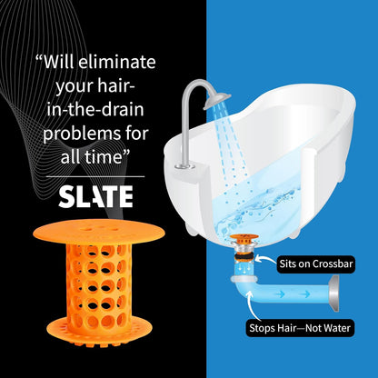 TubShroom Bathtub Drain Hair Catcher – in-Drain Tub Strainer & Clog Prevention Protector, Fits Standard 1.4”–1.75” Tub Drains, Easy Clean, Captures Human & Pet Hair Out of Sight (Gray)