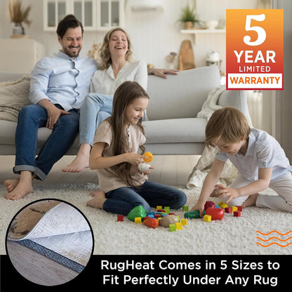Portable Heated Floor Mat, Small (22x34 inches) Fits under a 2' x 3' Rug, Foot Warmer Under-Rug Pad for Heated Rug, Electric Radiant Floor Heater for Area Rugs