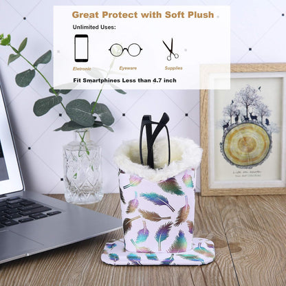 Siveit Plush Lined Eyeglass Holder, PU Leather Eyeglass Case, Anti-Scratch Glasses Storage Organizer for Desk Office Nightstand,2 Packs (Black, Navy)