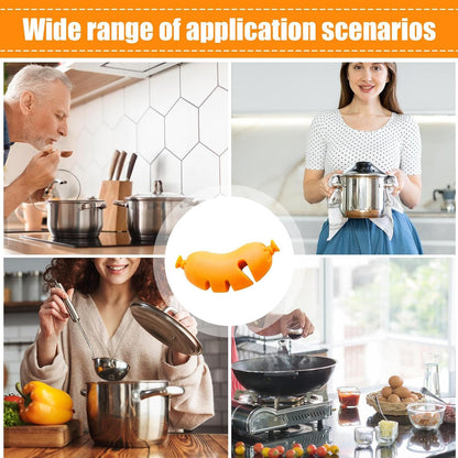 Boil Over Stopper – Silicone Spill Guard Heat Resistant Lid Holder, Reusable Anti-Spill Kitchen Gadget, Cute Cooking Accessory | Safe Pot Cover Spacer Decoration for Cooking Boiling Pots Pans
