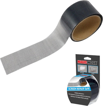 Magic Mesh Screen Repair Tape| Strong Adhesive, Instantly Mend & Repair Holes and Tears in Screen Windows, Doors, RVs & More | Size 9' x 2' (Pack of 1)
