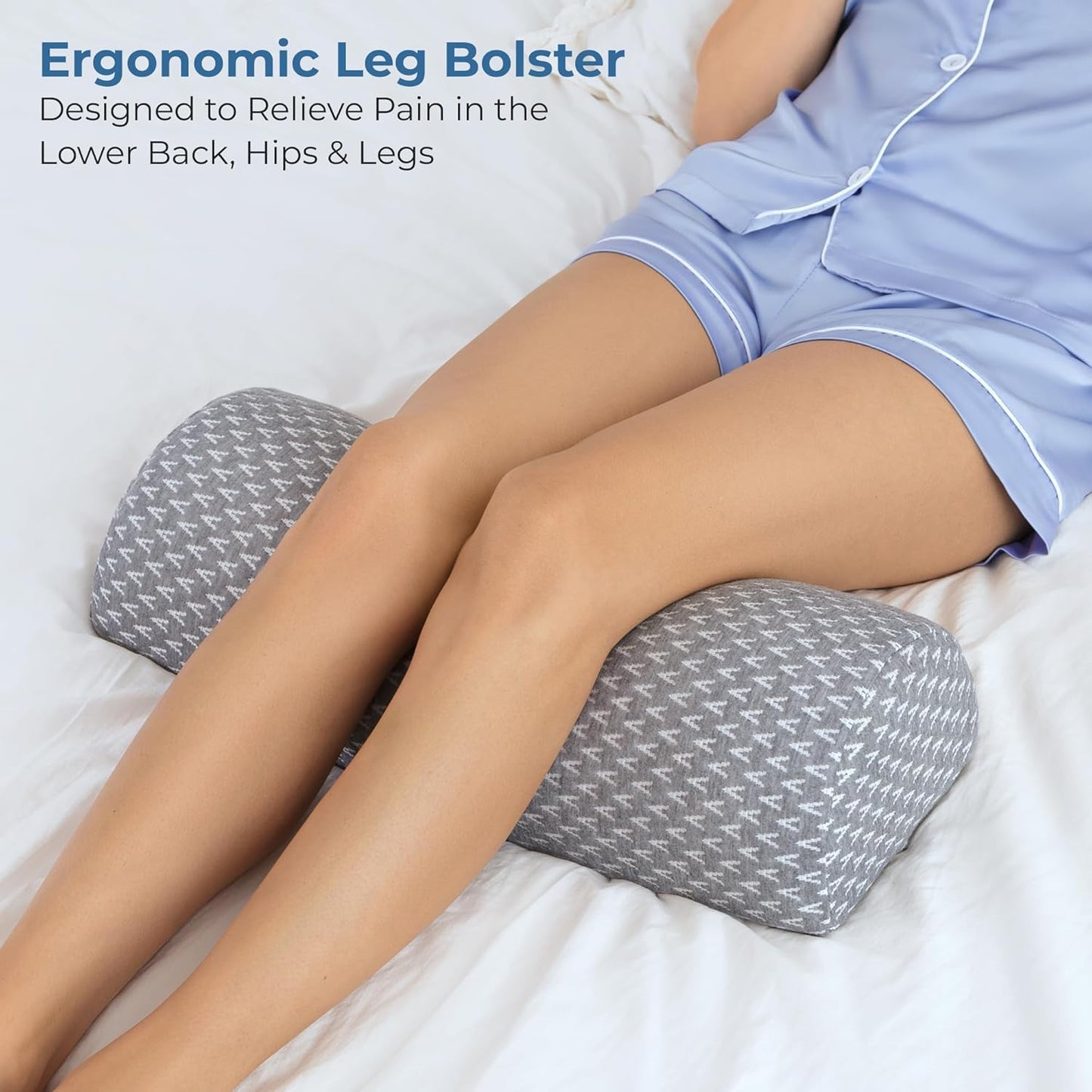 5 STARS UNITED Half Moon Bolster Semi-Roll Pillow and Knee Pillow for Side Sleepers - Bundle, 100% Memory Foam