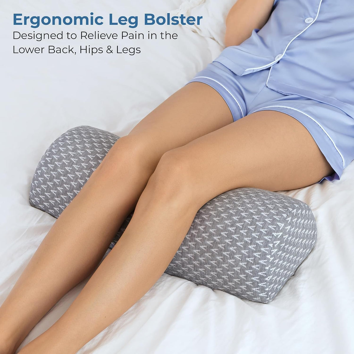 5 STARS UNITED Half Moon Bolster Semi-Roll Pillow and Knee Pillow for Side Sleepers - Bundle, 100% Memory Foam