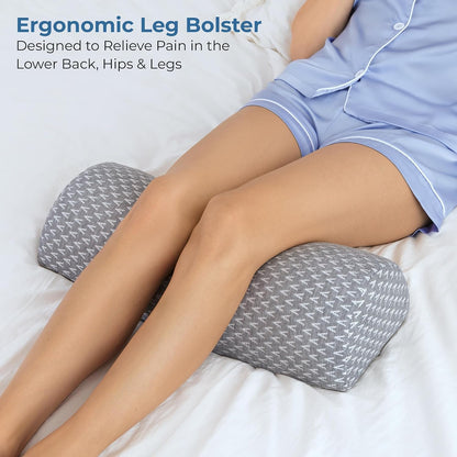 5 STARS UNITED Half Moon Bolster Semi-Roll Pillow and Knee Pillow for Side Sleepers - Bundle, 100% Memory Foam
