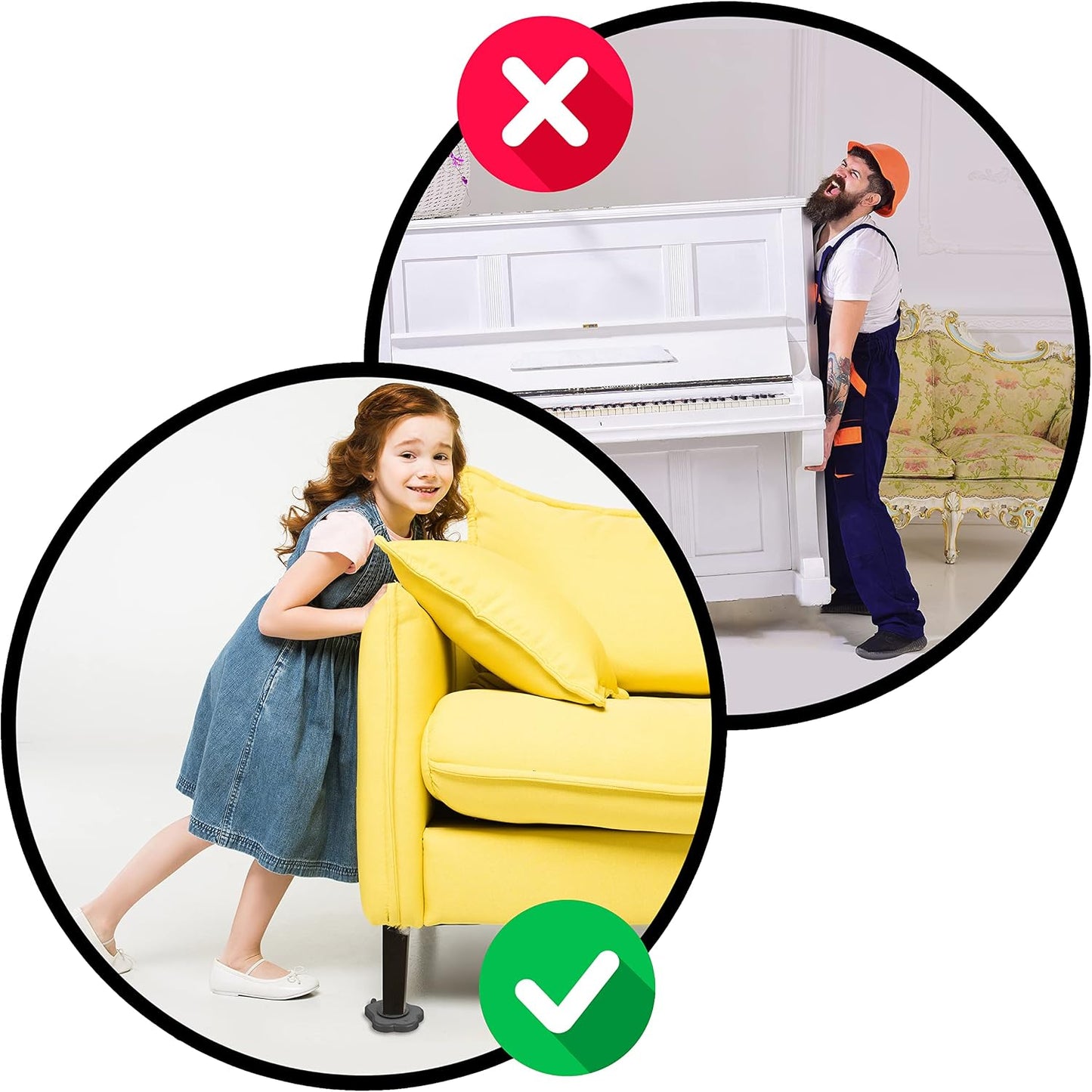 Heavy Duty Furniture Lifter with 4 Sliders for Easy and Safe Moving, Appliance Roller Suitable for Sofas, Couches and Refrigerators, Adjustable Height