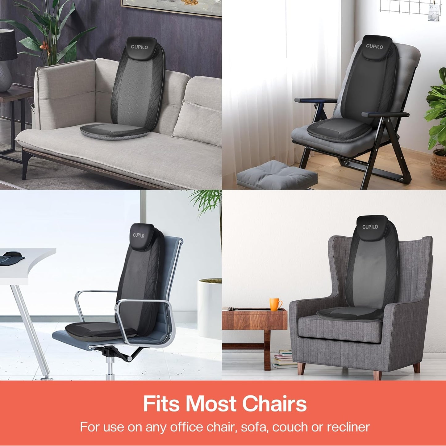 Back Massager with Heat, Massage Chair Pad with 5 Vibrating Modes, 2 Heat Levels Electric Massage Seat Cushion, Massage Pad for Back Pain Relief, Birthday Gifts for Men Husband Him Dad Mom Her