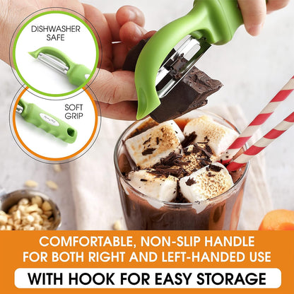 Spring Chef Swivel Potato Peeler for Kitchen w/ Soft Grip Handle, Mango | Premium Vegetable Peeler w/ Sharp Stainless Steel Blades, Multifunctional Food Peeler for Apple, Carrot, Cucumber, Fruit