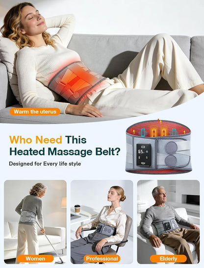 ALLJOY Cordless Heating Pad for Back 67", FSA Eligible Lower Back Massager | Portable Back Heating Pad with Massager for Back, Birthday Gifts for Women Men, 40Mins Auto-off, 3 Heat 5 Vibration - Gray