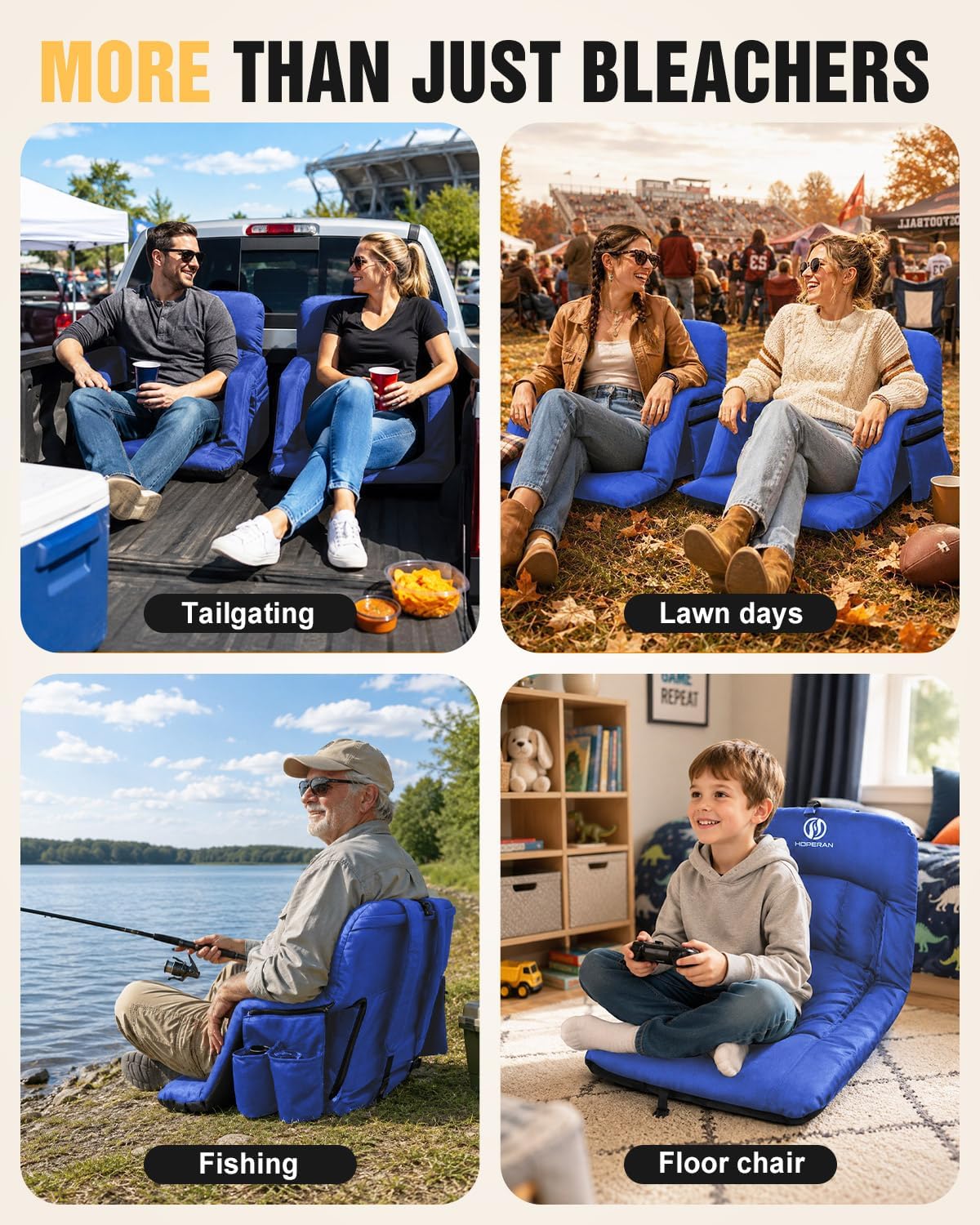 HOPERAN 25in Heated Stadium Seats for Bleachers, 4.3" Extra Thick, Pink | Super Soft Sofa-Style, Independent Seat&Back 3 Level Heat (NO Battery), 6 Recliner, Anti-Slip, Side Pockets, Backpack Straps