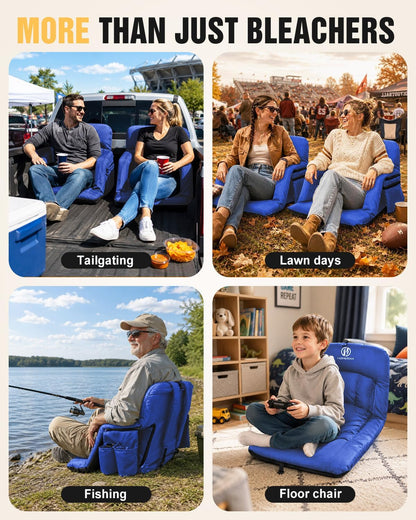 HOPERAN 25in Heated Stadium Seats for Bleachers, 4.3" Extra Thick, Pink | Super Soft Sofa-Style, Independent Seat&Back 3 Level Heat (NO Battery), 6 Recliner, Anti-Slip, Side Pockets, Backpack Straps