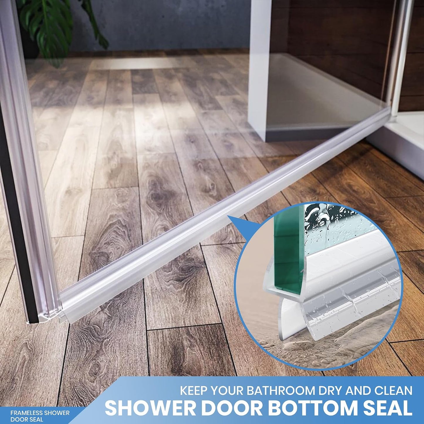 2 Pack Glass Door Silicone Seal Strip 39 Inch Shower Door Bottom Seal Sweep-Suitable for 1/2 Inch Glass-Stop Shower Leaks Frameless Shower Door Seal Strip