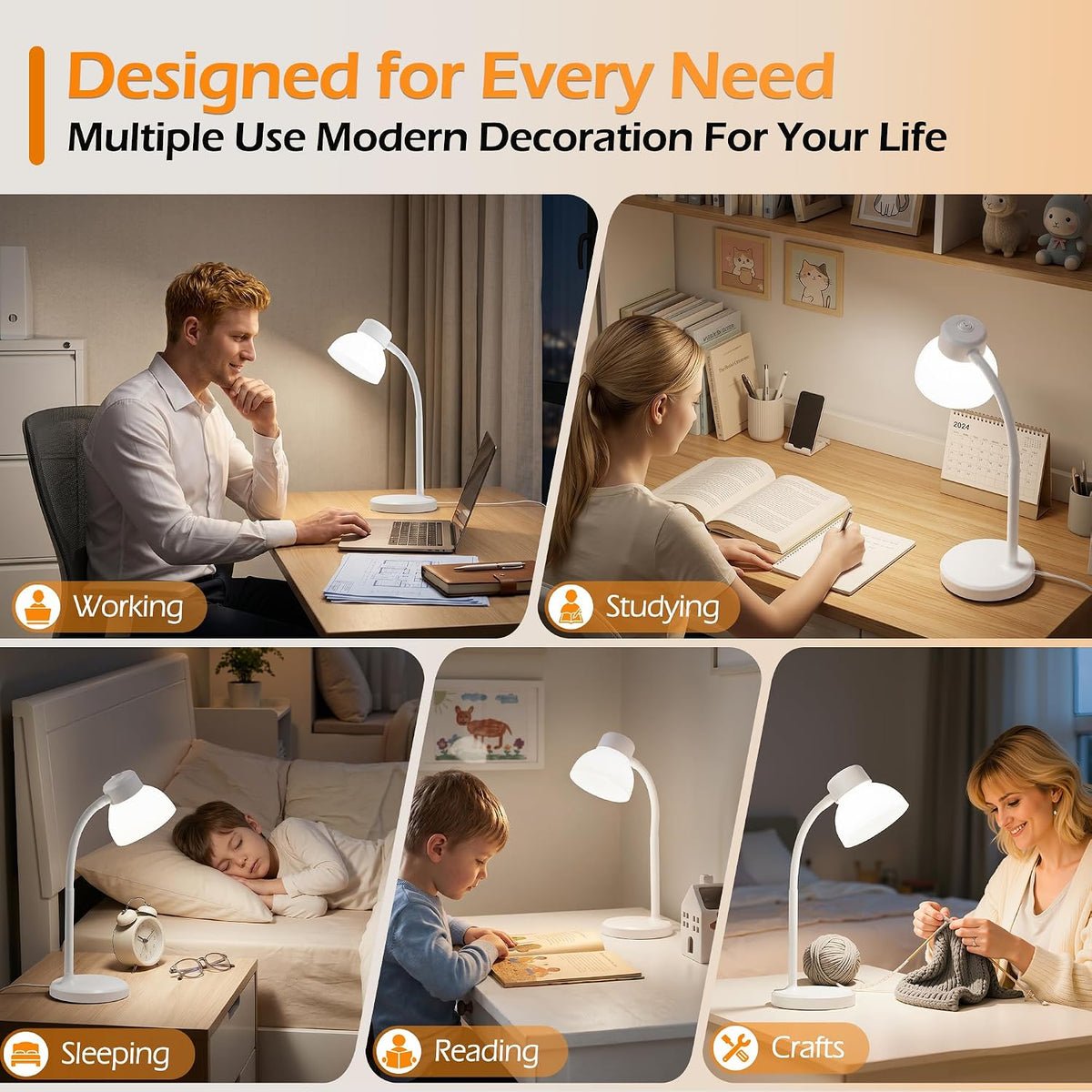 Desk Lamps for Home Office,Small LED Reading Lamp,5000K Eye-Care Desk Light