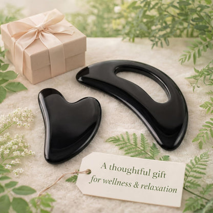 BBTO 2 Pcs Gua Sha Tools Body Scraper with Grip Facial Massage, Clear