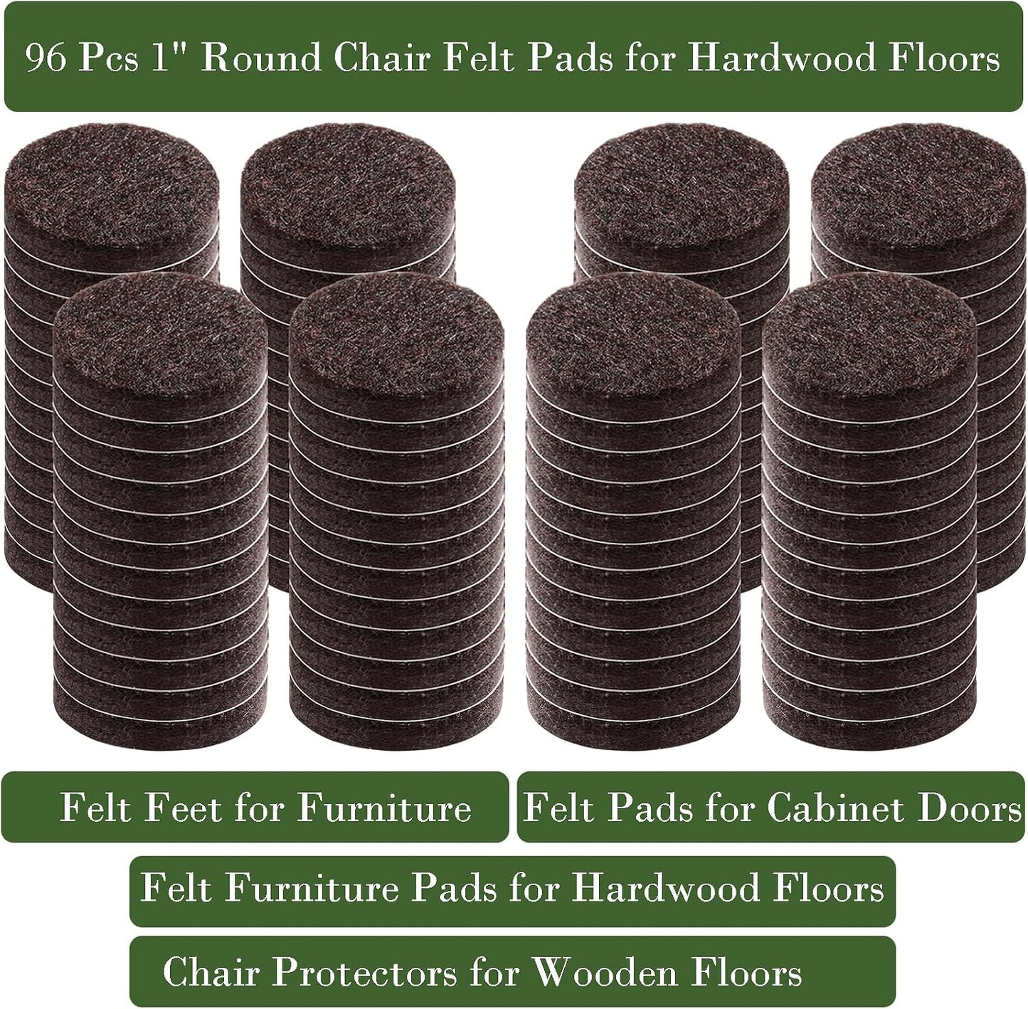 Fursafe&Q Felt Furniture Pads, Furniture Felt Pads for Hardwood Floors -Self Adhesive Chair Leg Floor Protectors, Protect Your Floors from Nicks, Bumps and Scratch,96 Pcs Round Cabinet Door Bumper