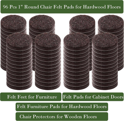 Fursafe&Q Felt Furniture Pads, Furniture Felt Pads for Hardwood Floors -Self Adhesive Chair Leg Floor Protectors, Protect Your Floors from Nicks, Bumps and Scratch,96 Pcs Round Cabinet Door Bumper