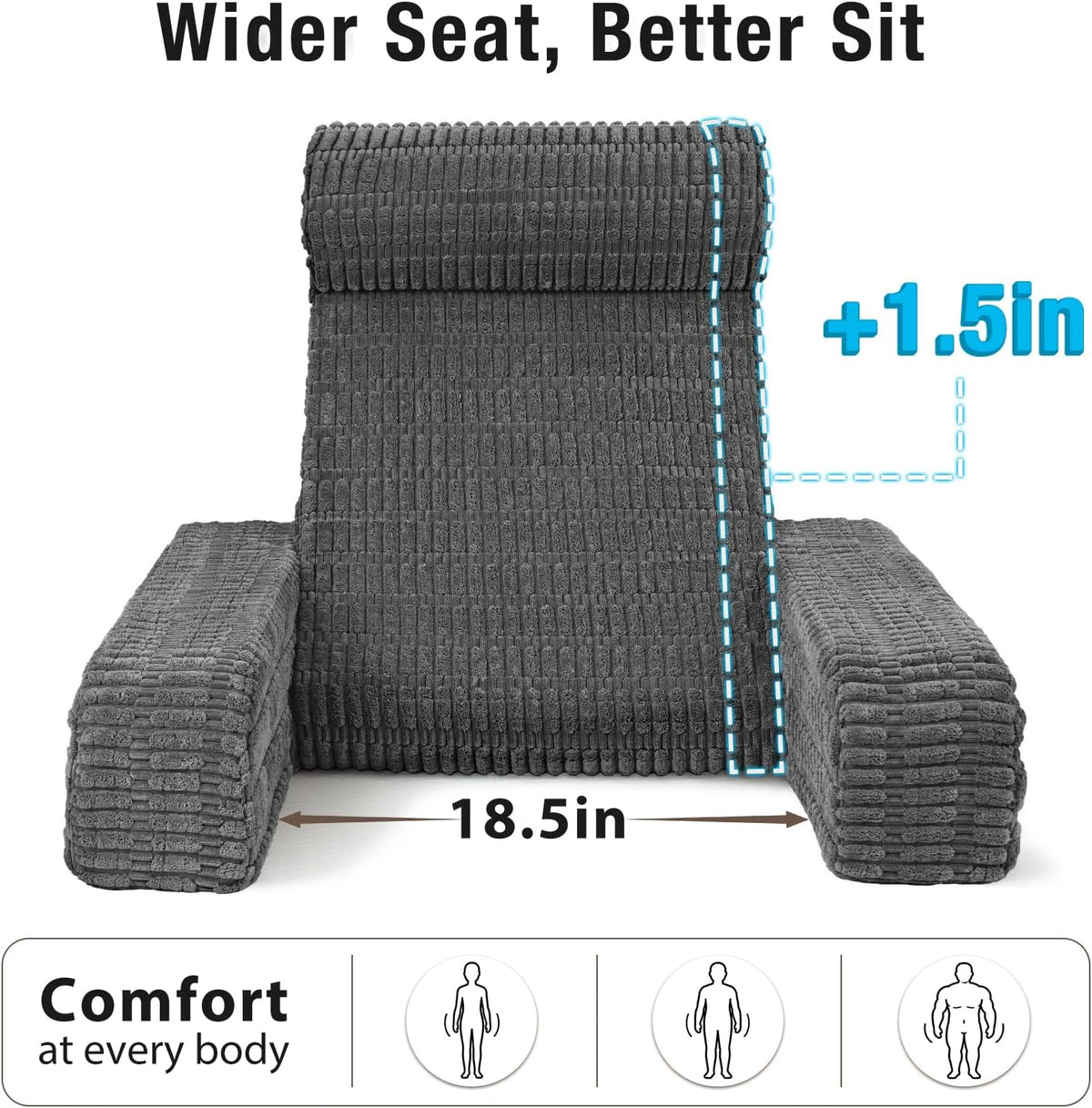 Reading Pillow for Bed Sitting Up with Large Pockets,Modern Style