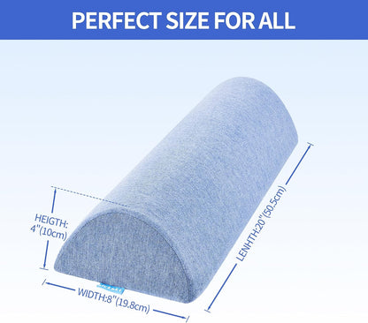 Knee Pillow for Back Sleeping, Gel Memory Foam Leg Pillow for Back Pain, Under Leg Support for Sleeping, Half Moon Bolster Pillow