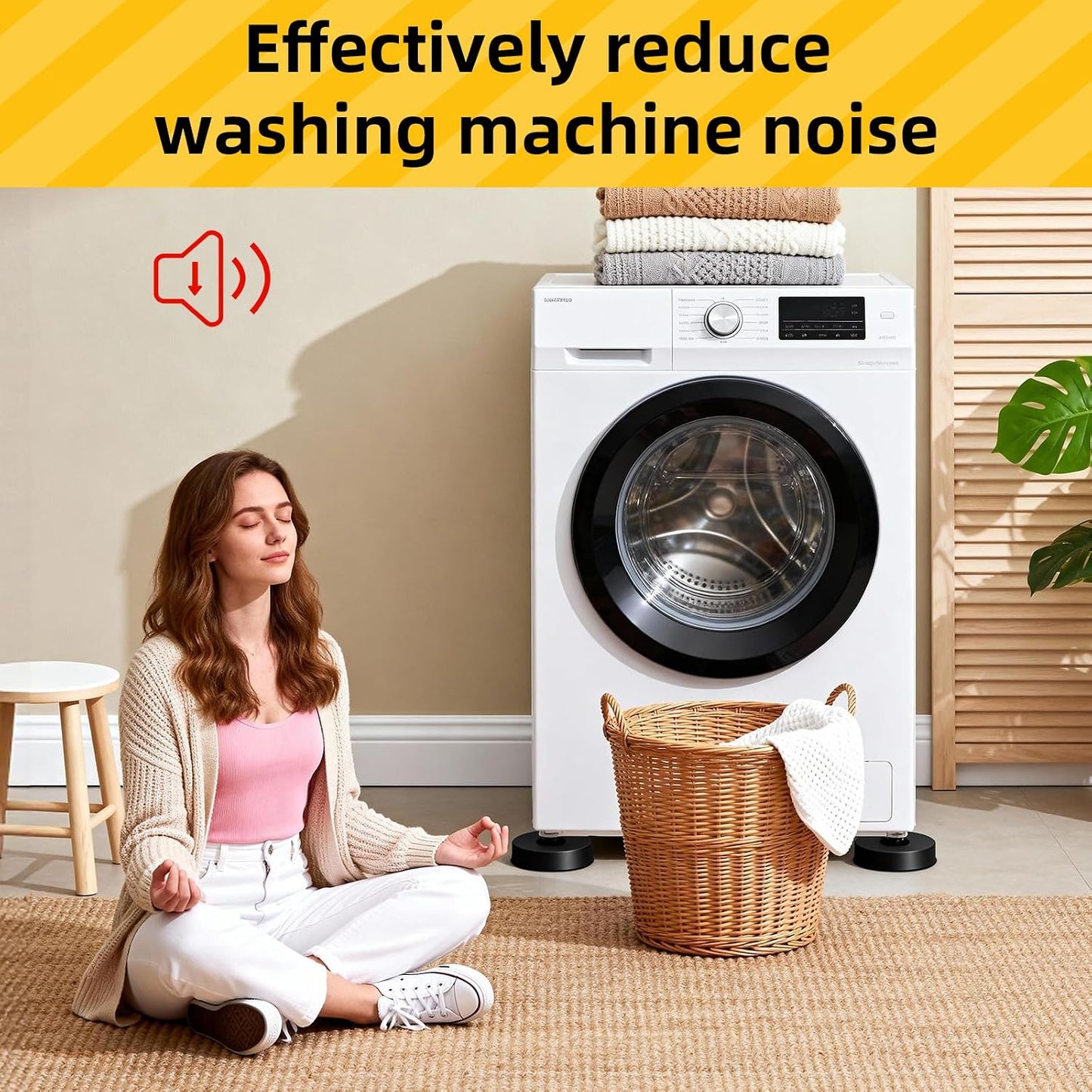 Anti Vibration Pads for Washing Machine 4 Pack, with Powerful Sucker Anti Vibration Pads Vibration Absorber,Washer and Dryer Stand, Noise Cancellation, Silicone Anti Slip Muffling Mat