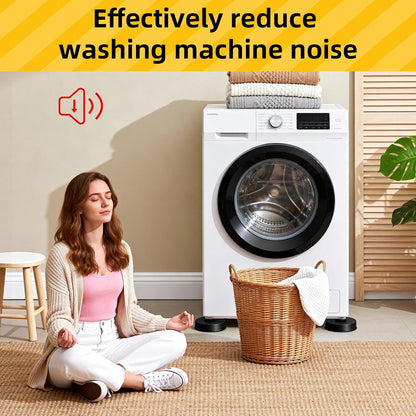 Anti Vibration Pads for Washing Machine 4 Pack, with Powerful Sucker Anti Vibration Pads Vibration Absorber,Washer and Dryer Stand, Noise Cancellation, Silicone Anti Slip Muffling Mat
