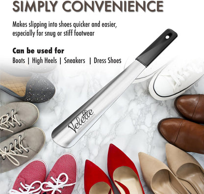 Extra Long Shoe Horn - 30 Inch Stainless Steel for Seniors | Extended Handle, Heavy Duty Metal, Standing Use, Fits Boots & Dress Footwear, Men and Women, Elderly, Tall