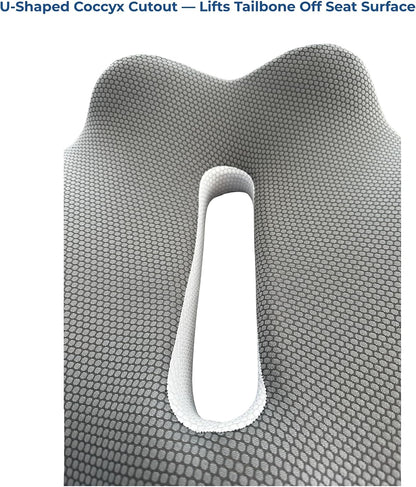 Home & Travel Gear Seat Cushion for Tailbone & Coccyx Comfort — Memory Foam for Office Chair & Car | Non-Slip Base | Ergonomic Cutout Design | Breathable Washable Cover