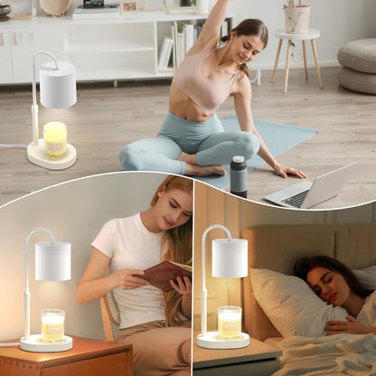 Dreamholder Electric Candle Warmer Lamp with Timer & Dimmer, Adjustable Height Wax Melt Warmer for Jar Candles, Wood Base Candle Melter, Floral Home Decor Gifts for Women, Mom, Natural Wood