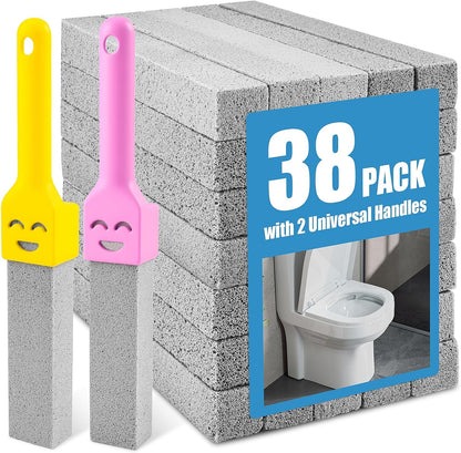 MEQHUO 10 Pack Pumice Stone with 2 Handles, Toilet Bowl Cleaner Ring Remover, Pumice Stone for Toilet Cleaning, Bathtub, Grill, Pool, Sinks, Stove Grates - Reusable Scouring Stones Cleaner