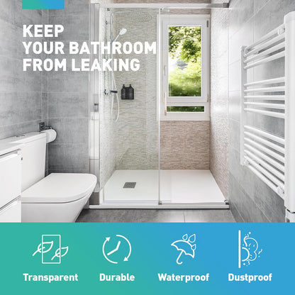 Sliding Shower Door Bottom Seal,2 PCS 3/8" x 36" | Sliding Shower Door Sweep for 3/8Inch Glass, Frameless Glass Door Seal Strip Stop Shower Leaks and Create a Water Barrier