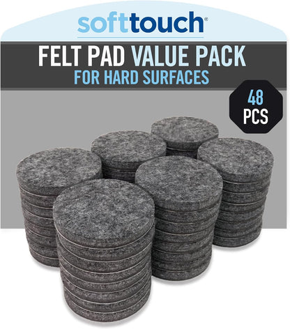 SoftTouch Assorted Size Round Mini Self-Stick Furniture Slider Felt Pads for Hard Surfaces, Noise-Reducing Adhesive Furniture Moving Pads for Beds, Sofas, Dressers, 46-Count, Brown