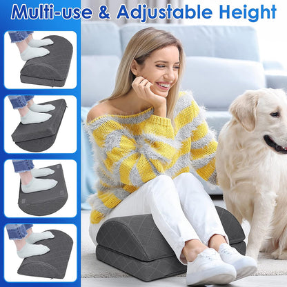 CushZone Foot Rest,Desk & Gaming Accessories,Foot Rest for Under Desk at Work,Comfortable Footrest with 2 Adjustable Heights & Removable Cover, Office Desk Accessories（Gray）