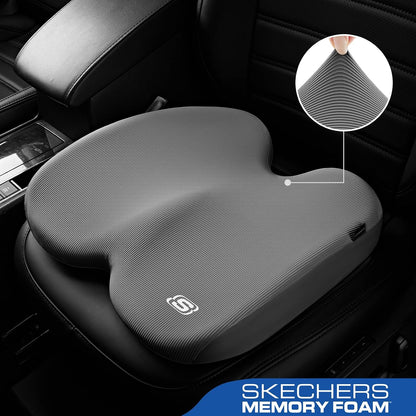Skechers Seat Cushion, Ergonomic Memory Foam Cushion for Long Sitting Hours on Office & Home Chair, Car Seat Cushion for Sciatica, Coccyx Cushion,Brown