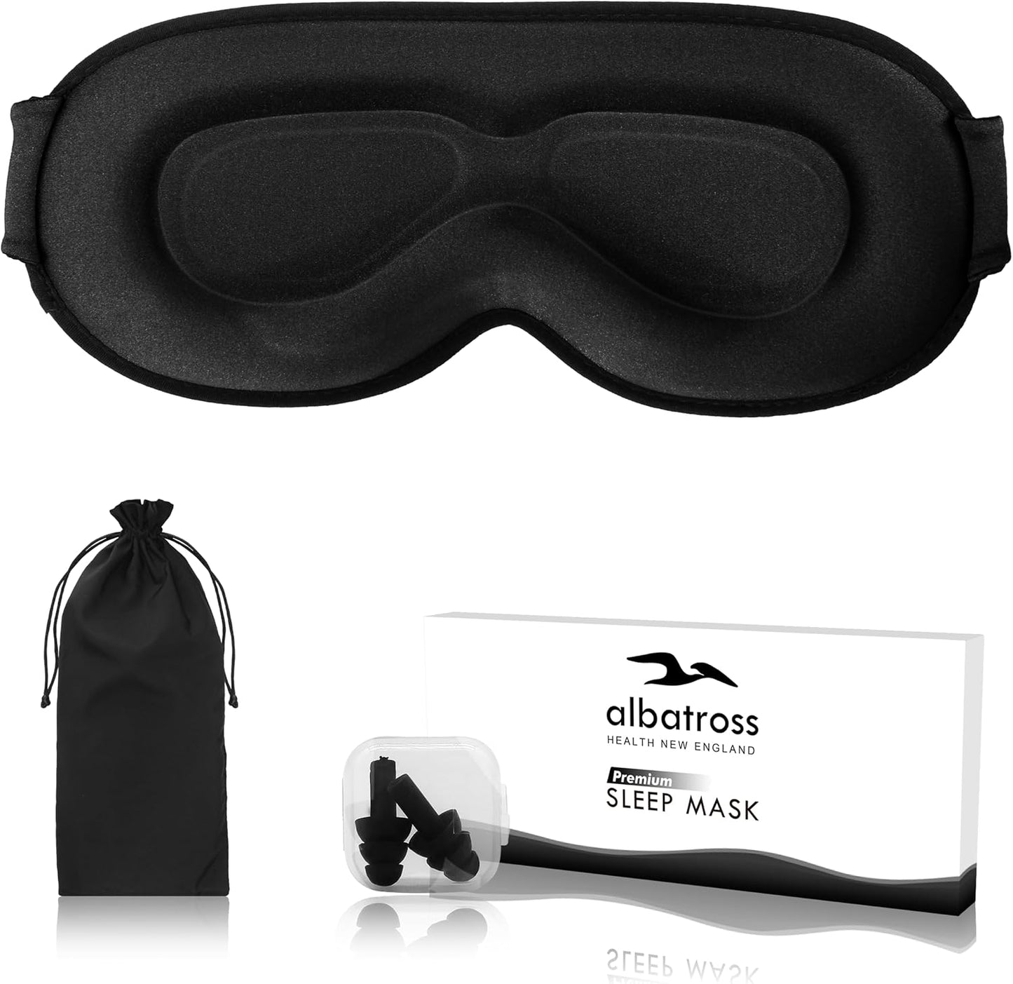 Sleep Eye Mask for Men Women, Lash Extensions 3D Sleeping Mask, Travel Blackout Night Blindfold Eye Shade Cover with Adjustable Strap (Black)