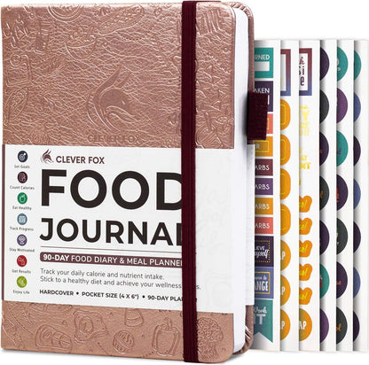 Clever Fox Food Journal for Women & Men, Weight Loss Tracker, Aquamarine
