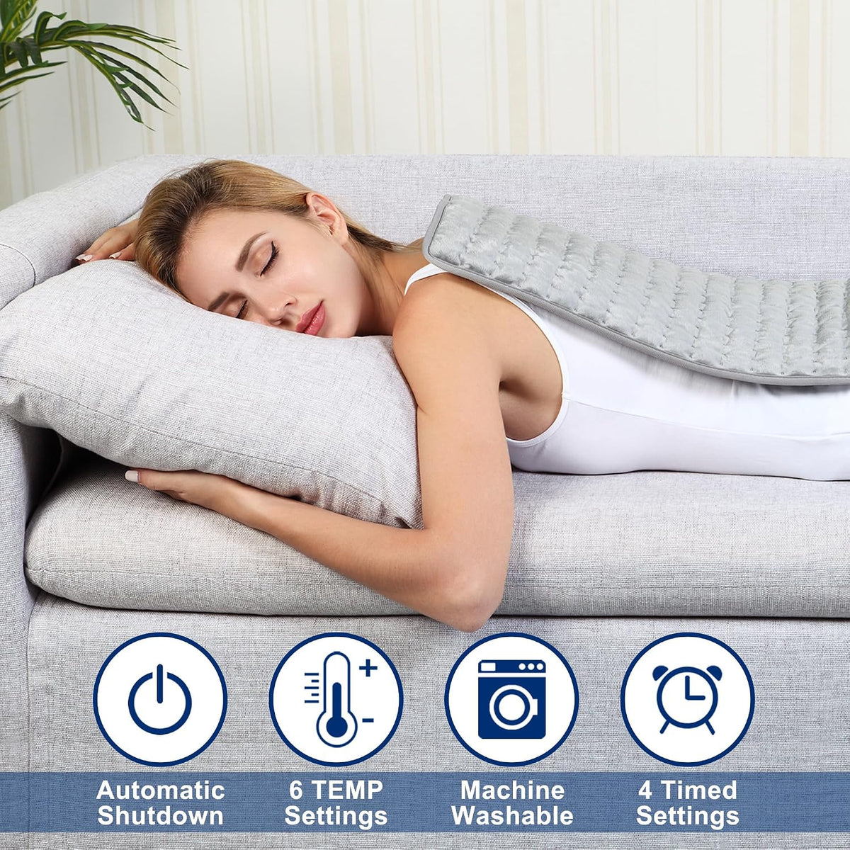 Electric Heating pad for Back Neck Shoulder Knee Arms Legs- Electric Heat Pads with 6 Heat Settings & Auto Shut Off Heat Heating Pad for Birthday Mother Father Girl Men Women