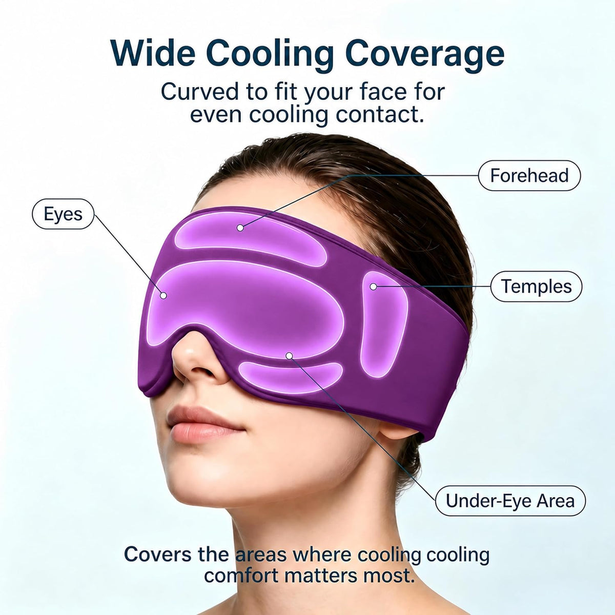 Cooling Gel Eye Mask for Puffy Eyes, Migraine & Headache Relief, Full Eye-Area Cold Compress for Eyes & Temples, FSA Eligible HSA Reusable Eye Ice Pack for Swelling & Post-Surgery Recovery