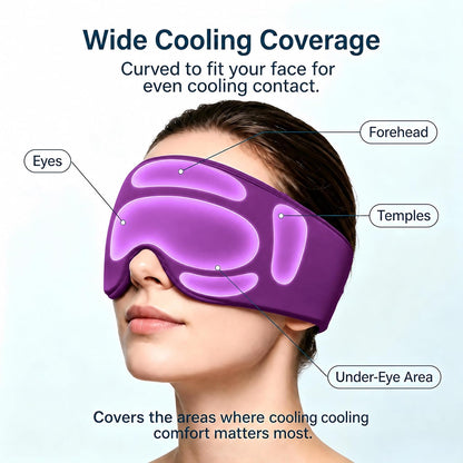 Cooling Gel Eye Mask for Puffy Eyes, Migraine & Headache Relief, Full Eye-Area Cold Compress for Eyes & Temples, FSA Eligible HSA Reusable Eye Ice Pack for Swelling & Post-Surgery Recovery