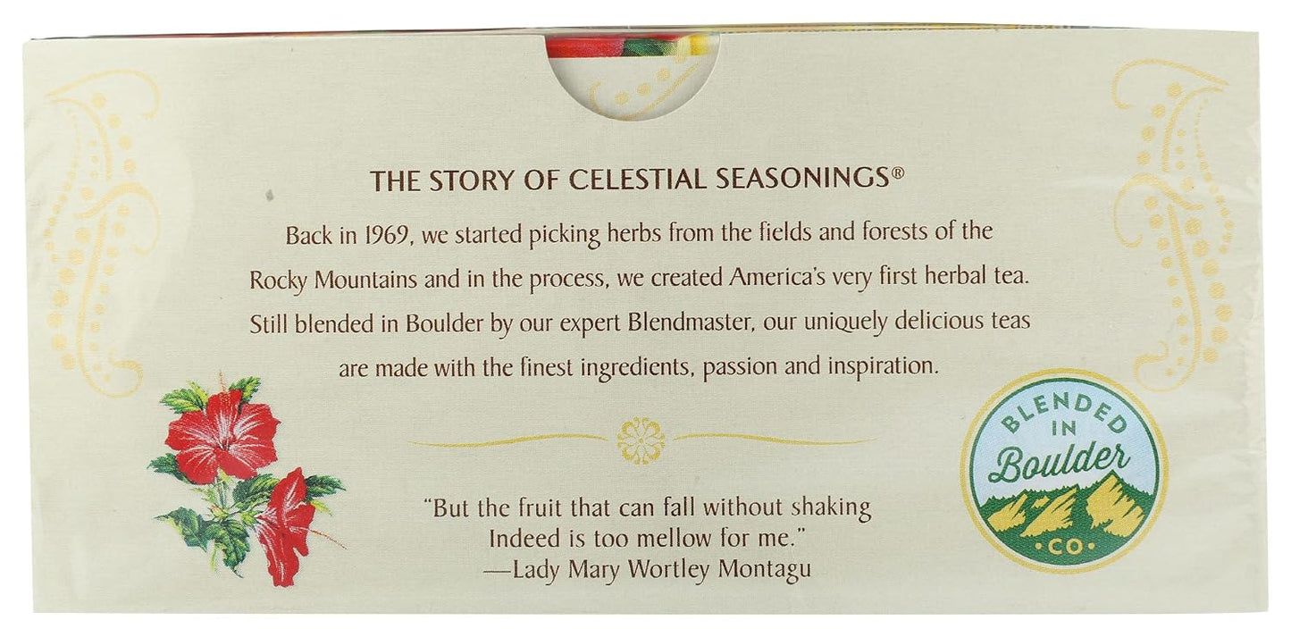 Celestial Seasonings Raspberry Zinger Herbal Tea, Caffeine Free, 20 Tea Bags Box