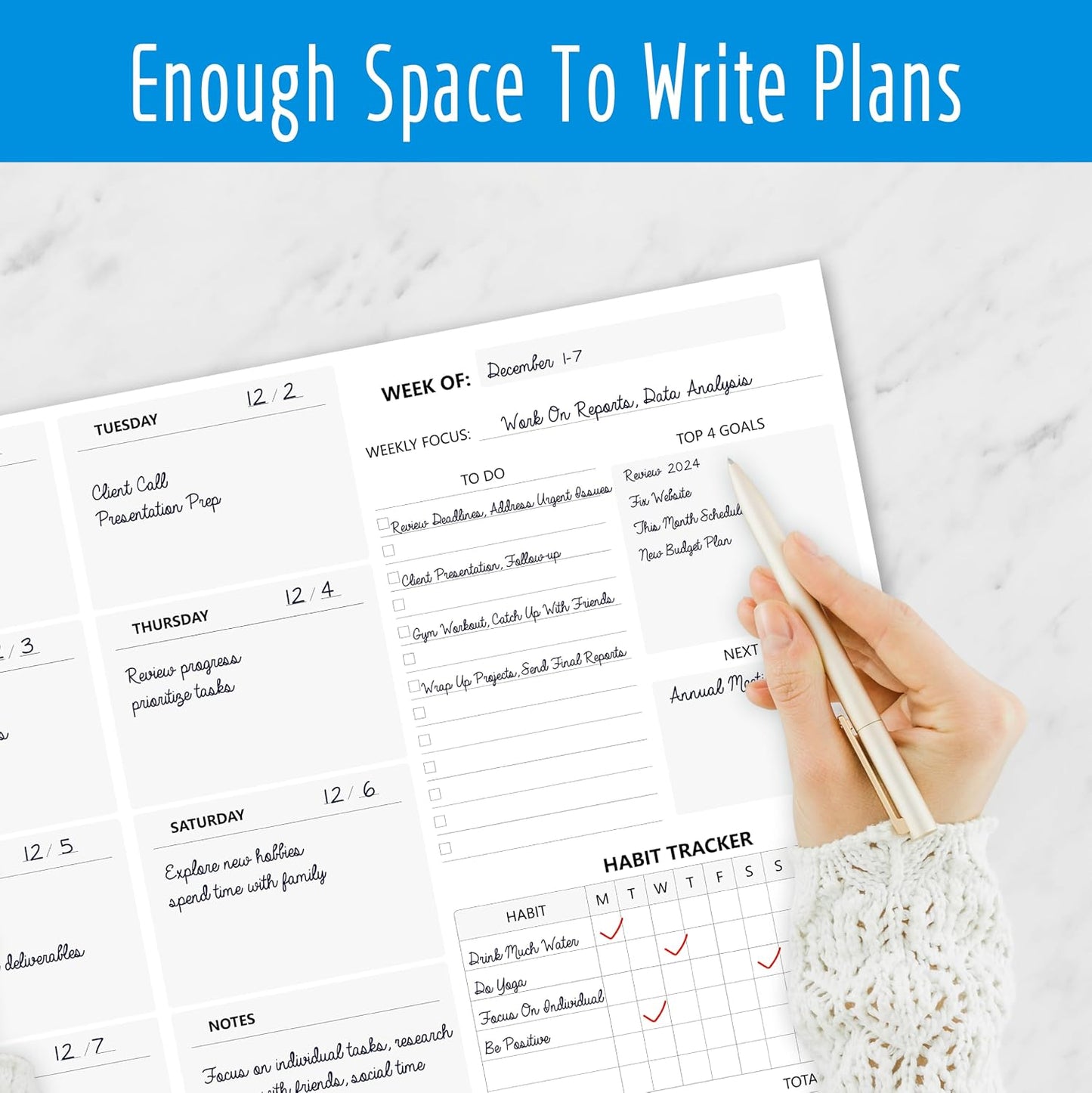Weekly Planner Desktop List Note Pad To Do List with Magnet Mountings for Fridge Locker (90 Sheets 9" x 6")