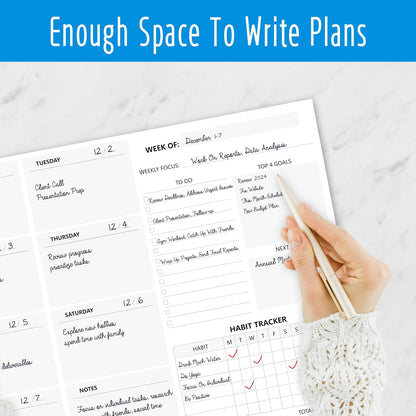 Weekly Planner Desktop List Note Pad To Do List with Magnet Mountings for Fridge Locker (90 Sheets 9" x 6")