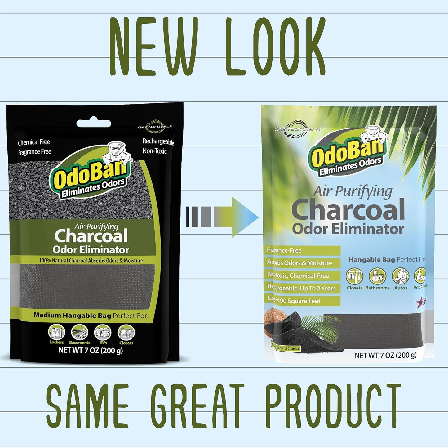OdoBan Air Purifying Charcoal Natural Odor Eliminator, Non-Toxic Formula, Made in the USA, Fragrance Free, 200 Gram Bag