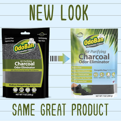 OdoBan Air Purifying Charcoal Natural Odor Eliminator, Non-Toxic Formula, Made in the USA, Fragrance Free, 200 Gram Bag